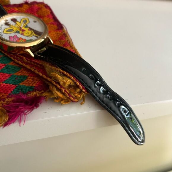 Betsey Johnson Gold and Black Giraffe Watch Leather - Picture 10 of 16